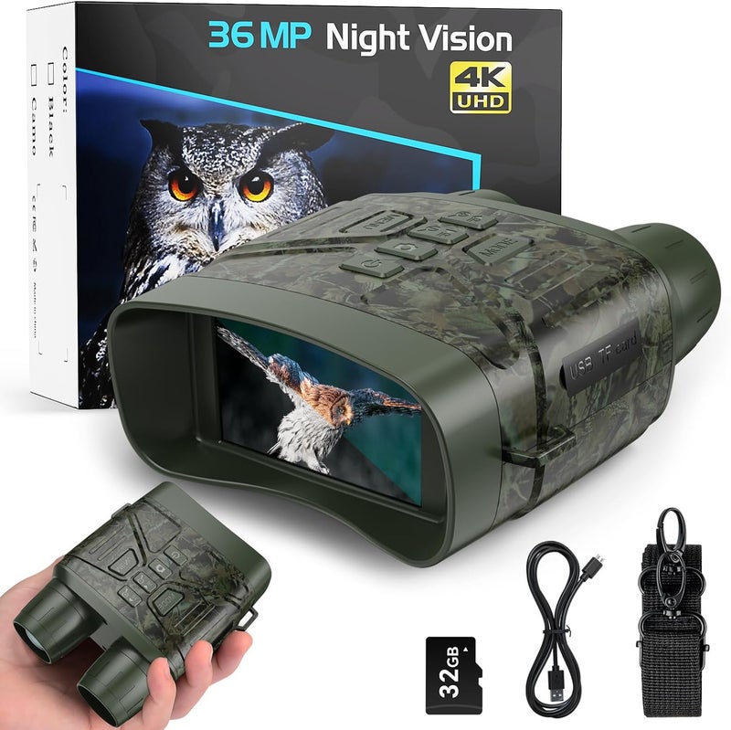 Anyork Night Vision Goggles for Adults, 4K Infrared Night Vision Binoculars with Rechargeable Battery and Anti-Shake Motion Detection for Camping - Image 1